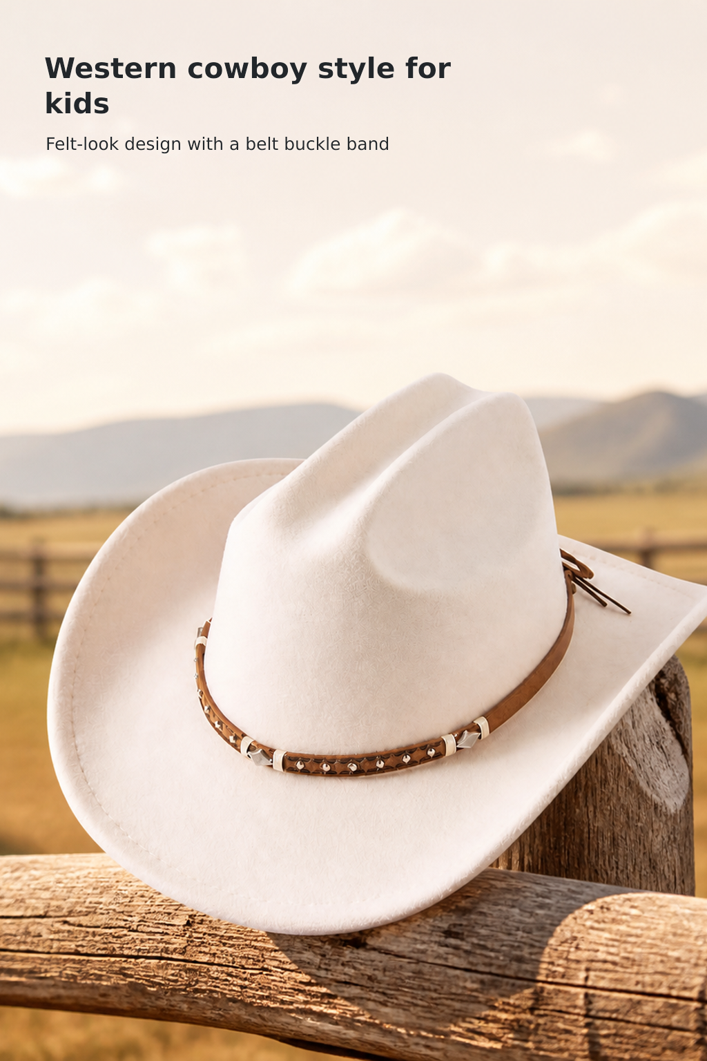 Kids’ Felt Western Cowboy Hat with Buckle Band