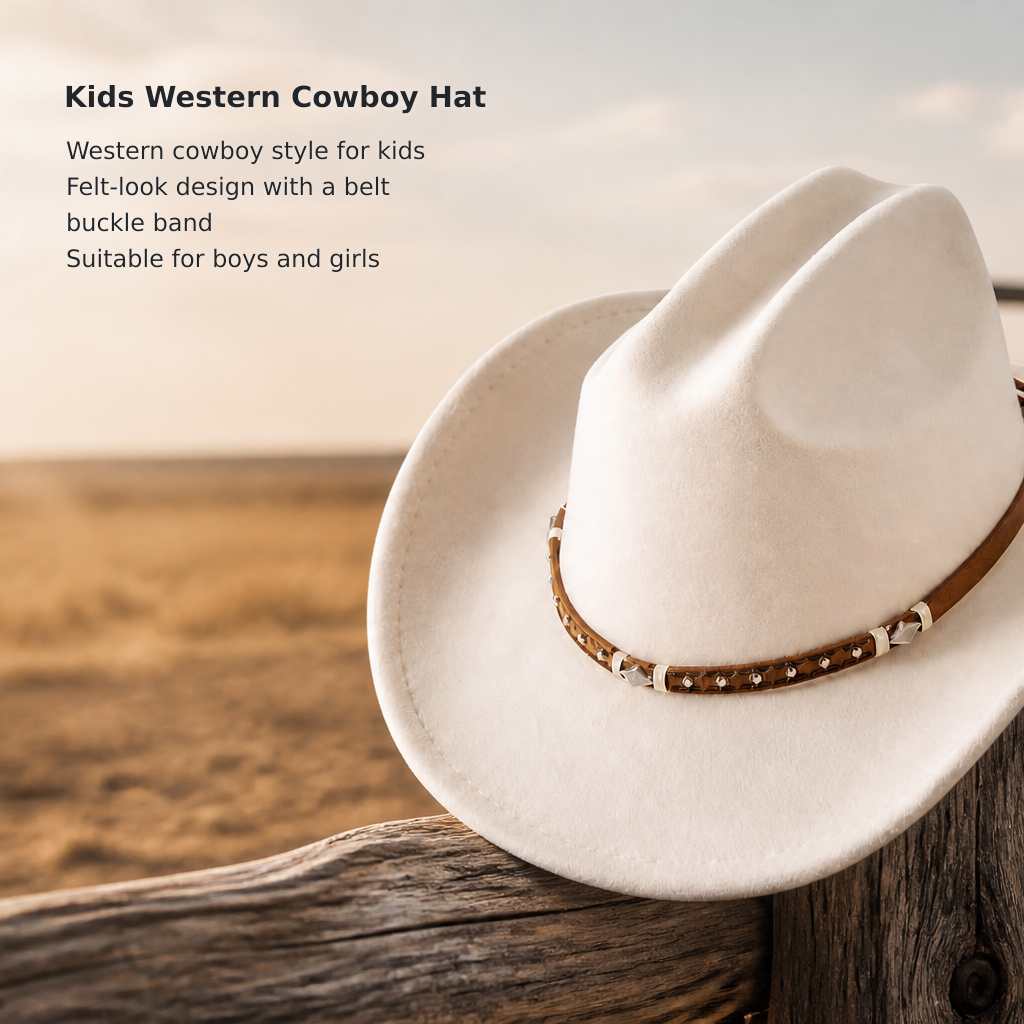 Kids’ Felt Western Cowboy Hat with Buckle Band